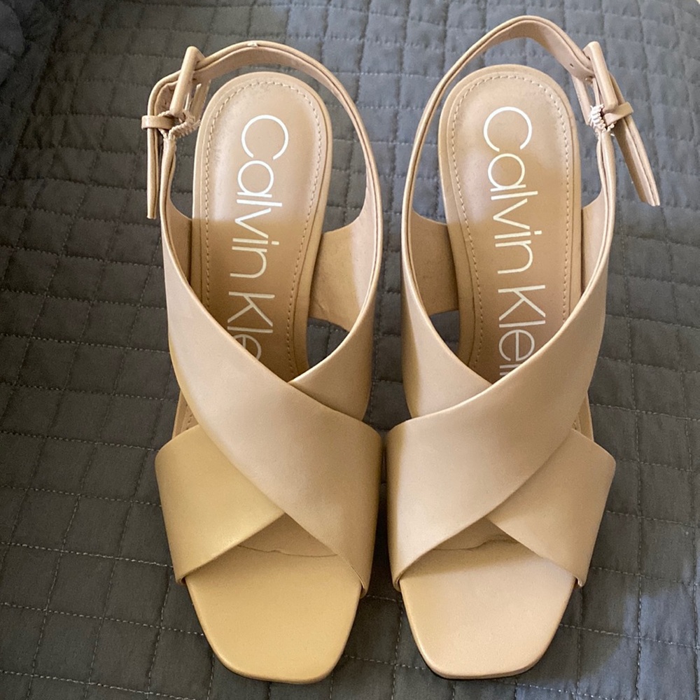 2 pairs of Calvin Klein heeled sandsls